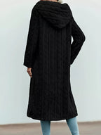 Cozy Hooded Button Up Longline Outerwear