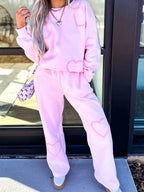 Round Neck Heart Top and Pants Set