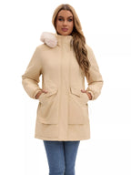Full Size Fur Hooded Warm Winter Parka Outerwear Plus Size