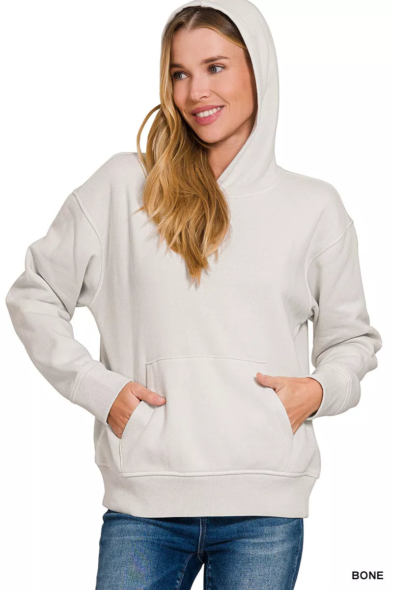 Zenana Fleece Kangaroo Pocket Hoodie