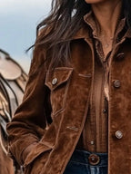 Full Size Button-Down Long Sleeve Jacket Plus Size