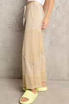 POL Elastic Waistband Wide Leg Pants with Drawstring