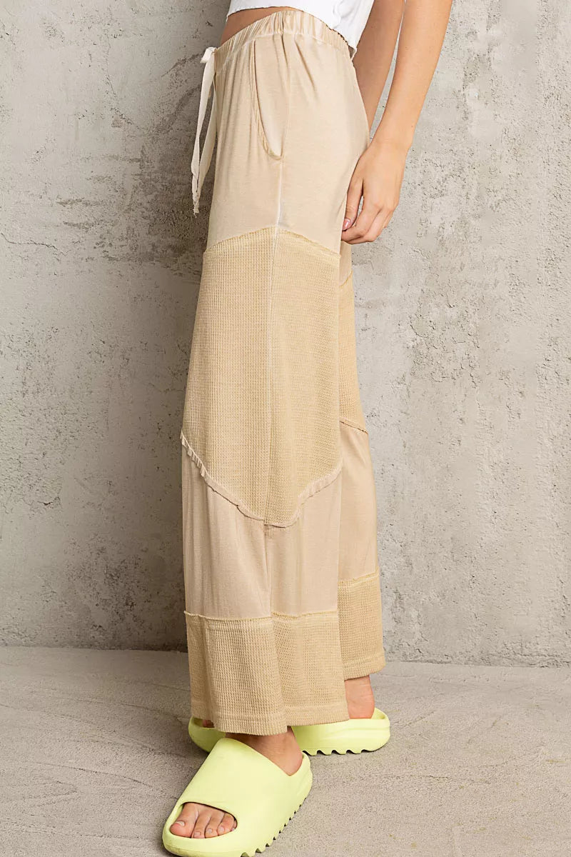 POL Elastic Waistband Wide Leg Pants with Drawstring