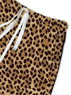 Stripe Leopard Print Top and Pants Set