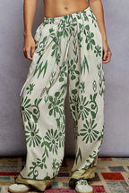 POL Floral Printed Woven Wide Leg Drawstring Pants