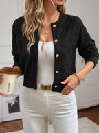 Long Sleeve Button-Up Cropped Cardigan