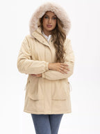 Full Size Fur Hooded Warm Winter Parka Outerwear Plus Size
