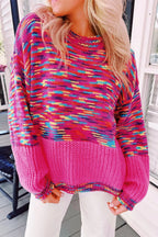 Colorful Knit Crew Neck Sweater