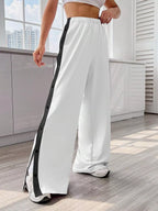 Two-Tone Side Snap Wide Leg Pants