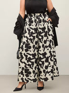 Plus Size Abstract Print Wide Leg Pants