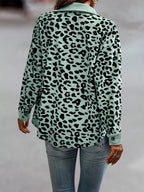 Full Size Leopard Print Button-Down Jacket Plus Size