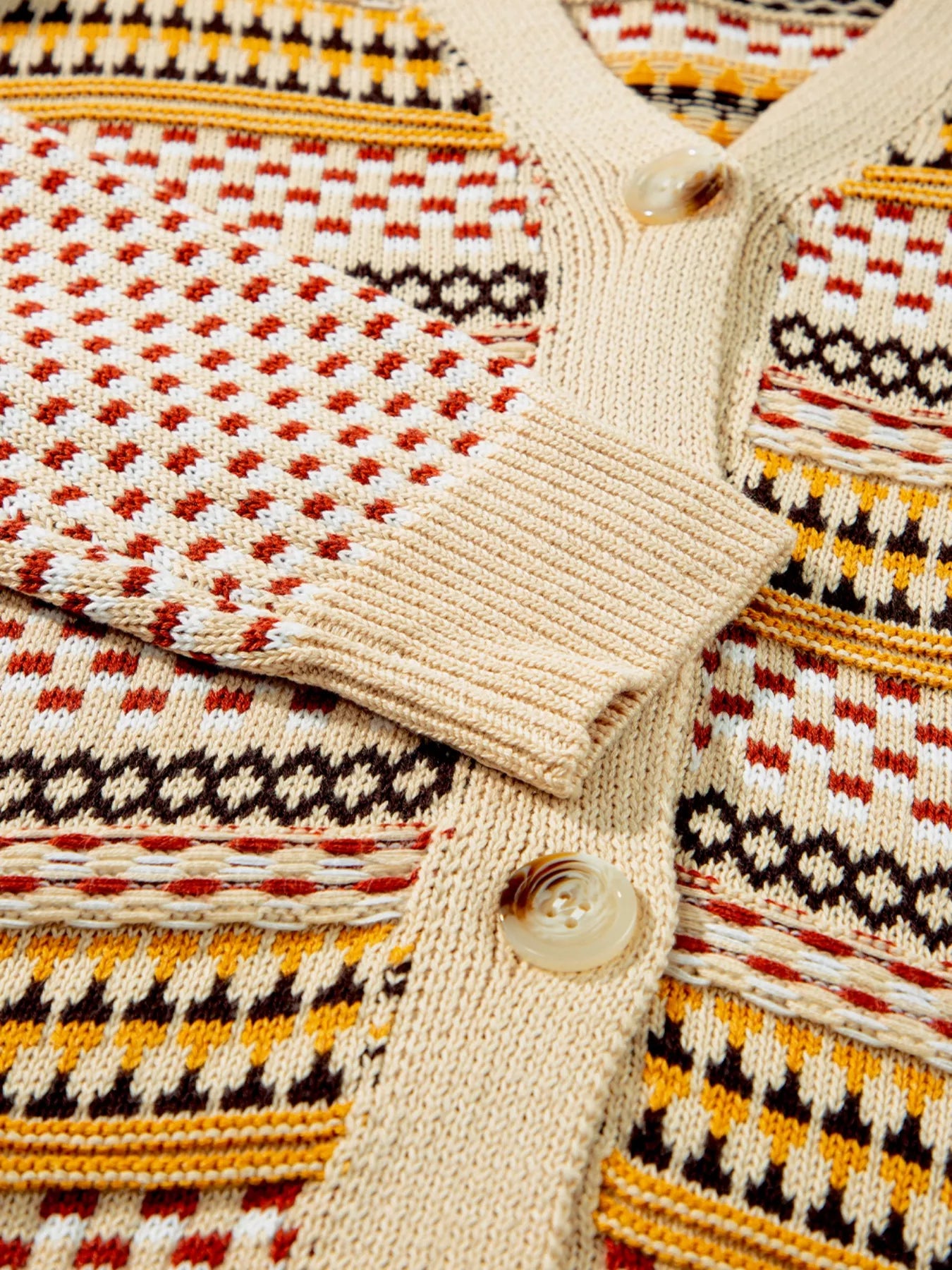 Vintage Patterned Button-Down Cardigan