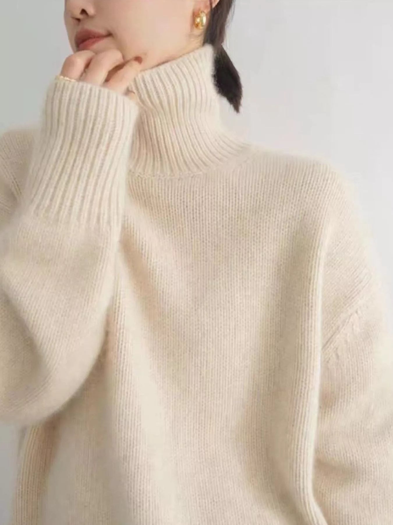 Turtleneck Dropped Shoulder Sweater