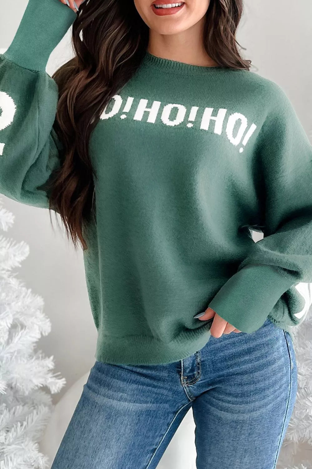 'HO! HO! HO!' Graphic Long Sleeve Sweater