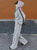 Side Striped Zip Up Hoodie and Pants Set