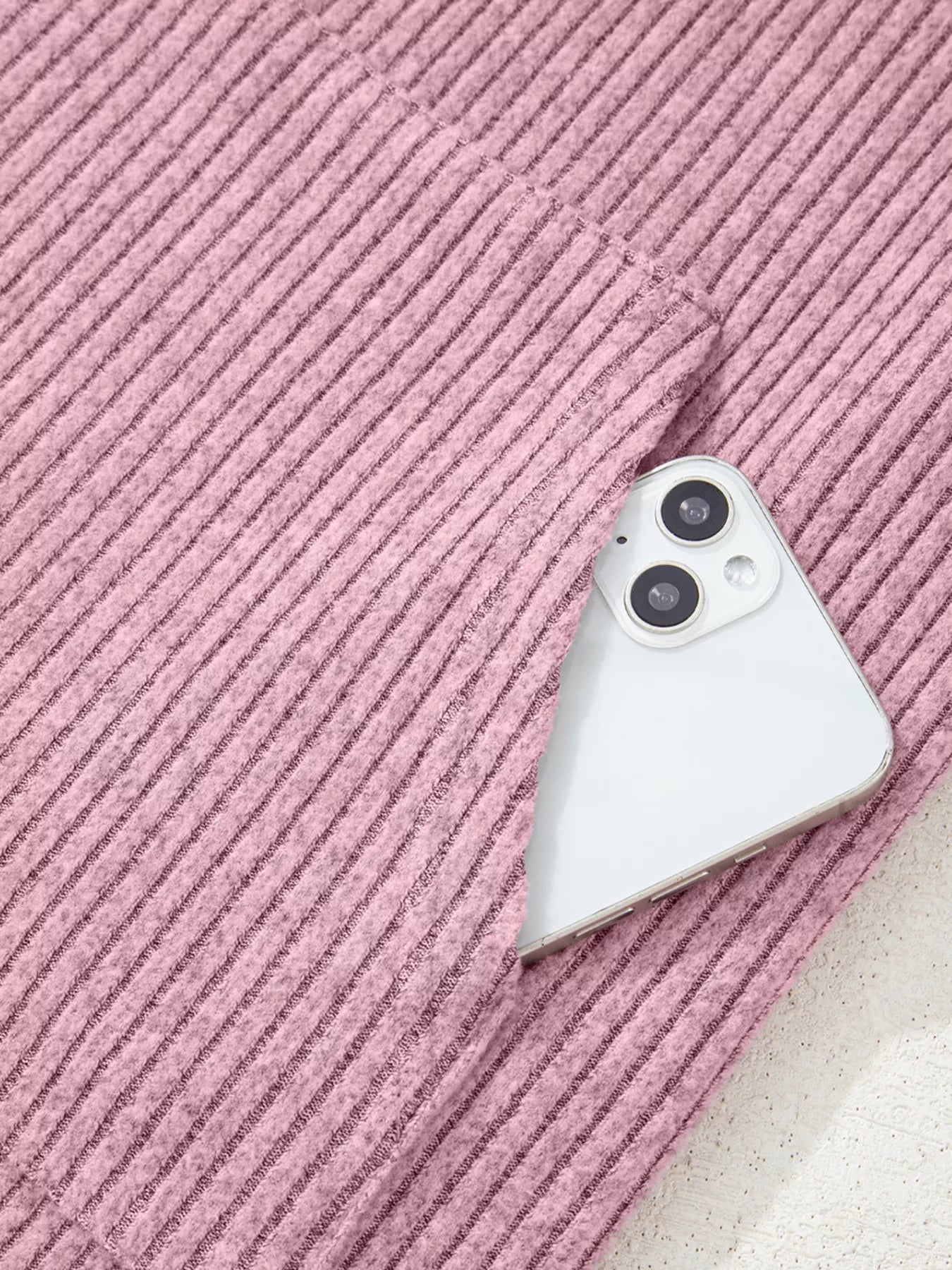 Ribbed Texture Drop Shoulder Henley Top