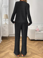 Ribbed Long Sleeve Top and Pants Lounge Set