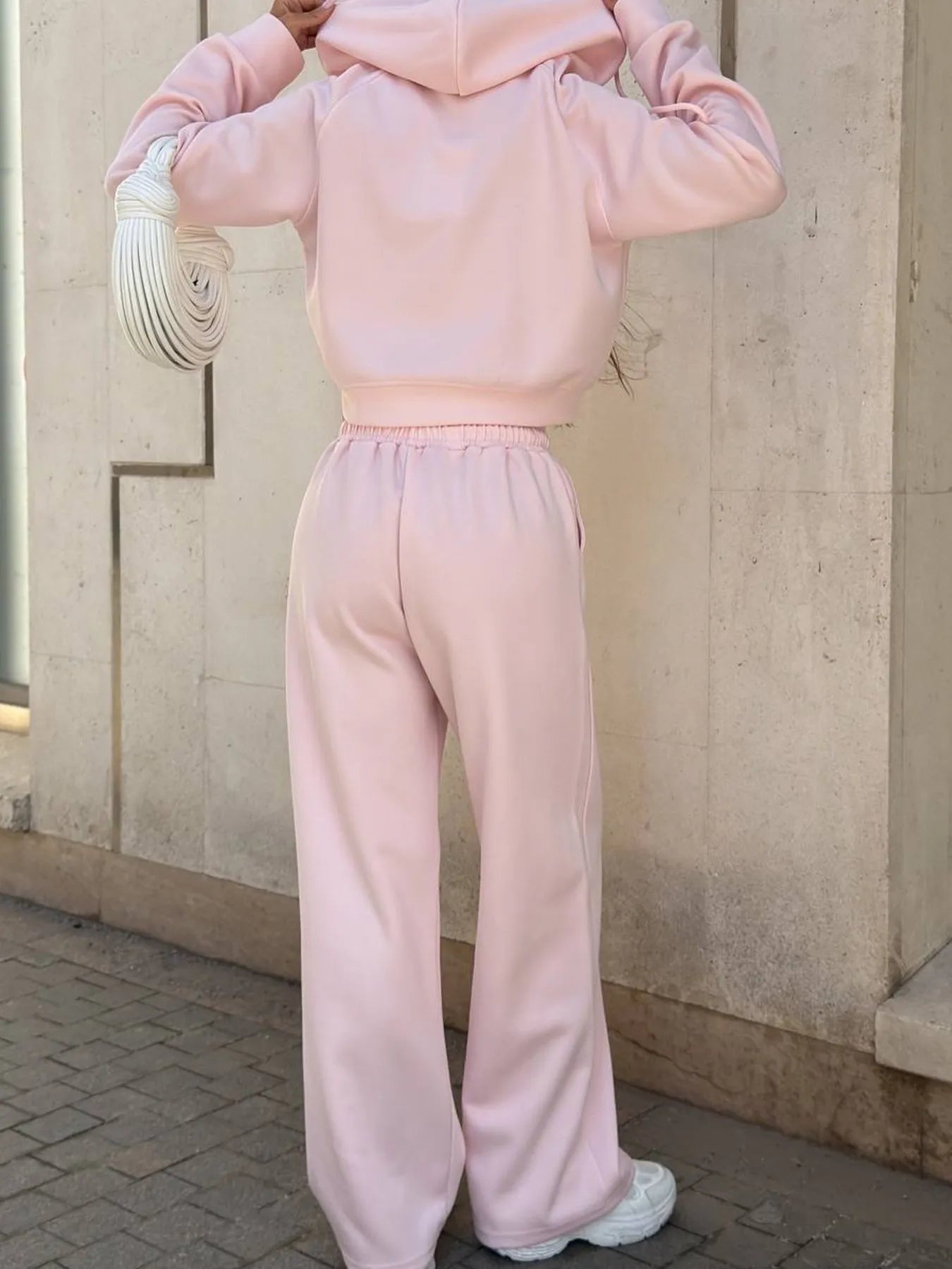 Zip Up Drawstring Hoodie and Pants Set