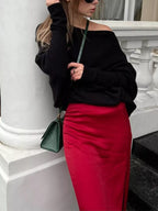 Boat Neck Long Sleeve Sweater