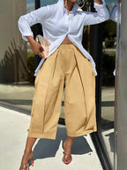 Wide Leg Pleated Detail Pants