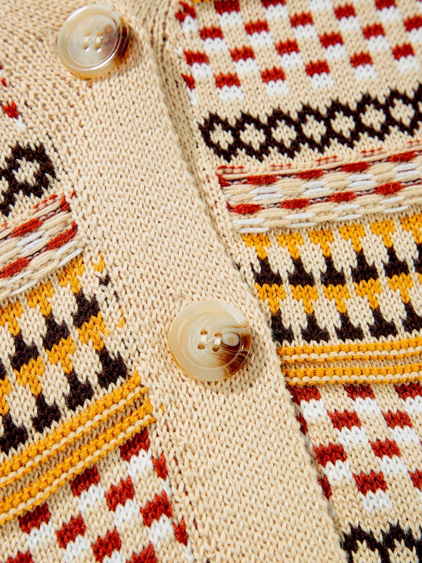 Vintage Patterned Button-Down Cardigan