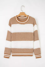Striped Knit Long Sleeve Sweater