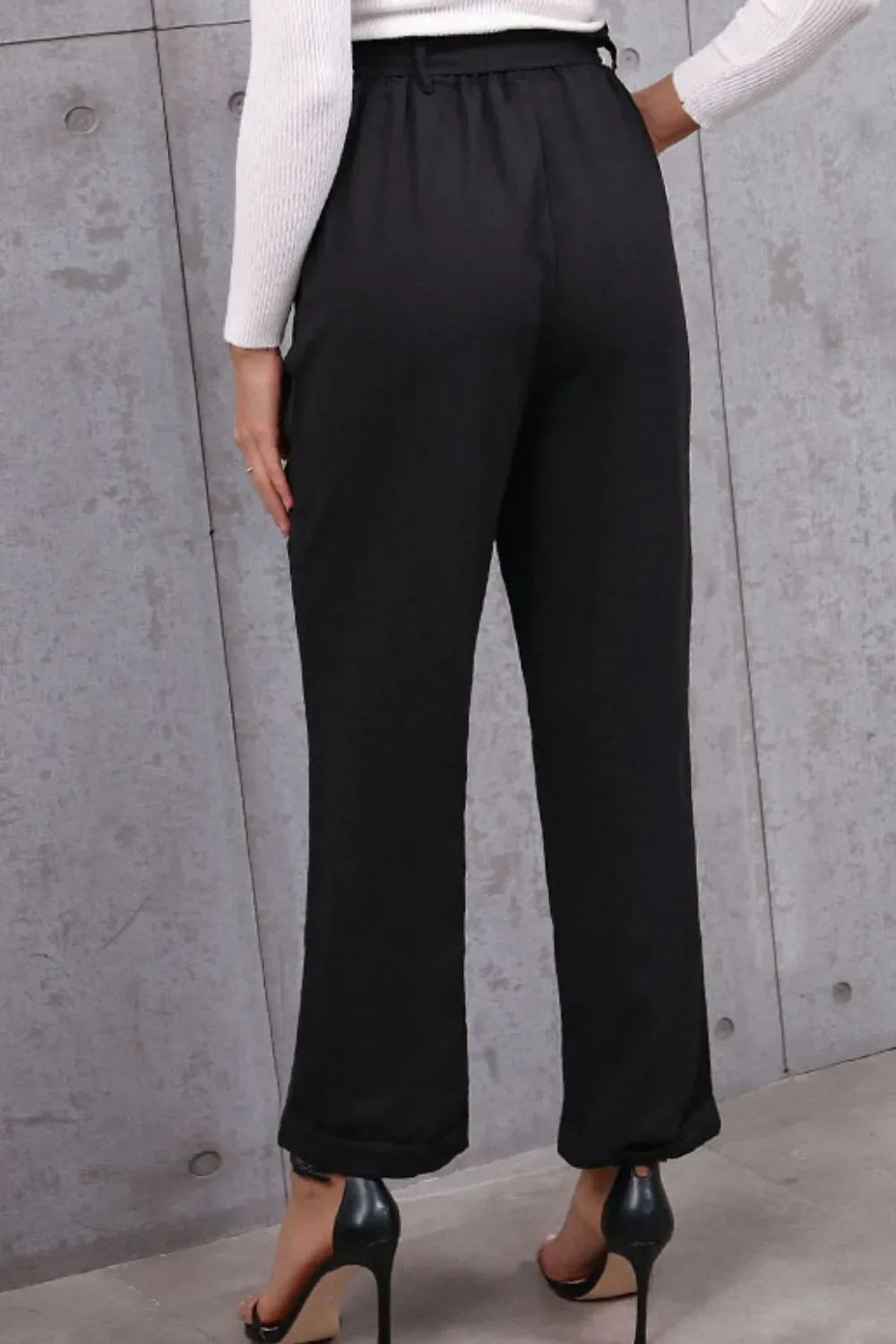 Belted Paperbag Waist Pants