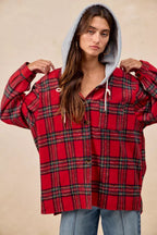 BiBi Brushed Plaid Hooded Jacket