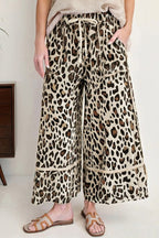 Leopard Wide Leg Cropped Pants