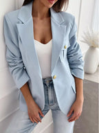 Lapel Collar One Button Blazer