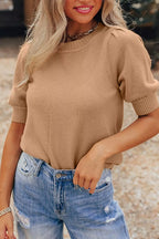 Knit Short Puff Sleeve Sweater