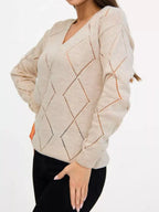 Openwork V-Neck Sweater