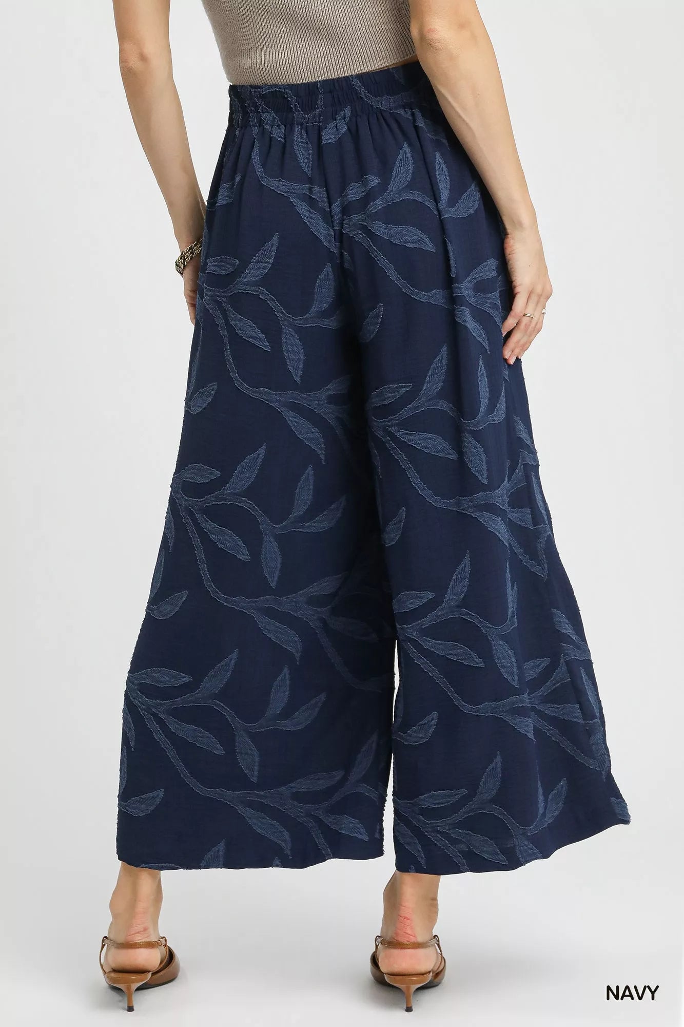 Umgee Jacquard Wide-Leg Pants