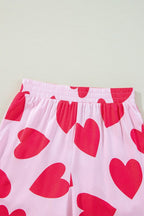 Heart Valentines Short Sleeve Pants Pajamas Set