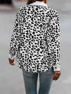 Full Size Leopard Print Button-Down Jacket Plus Size