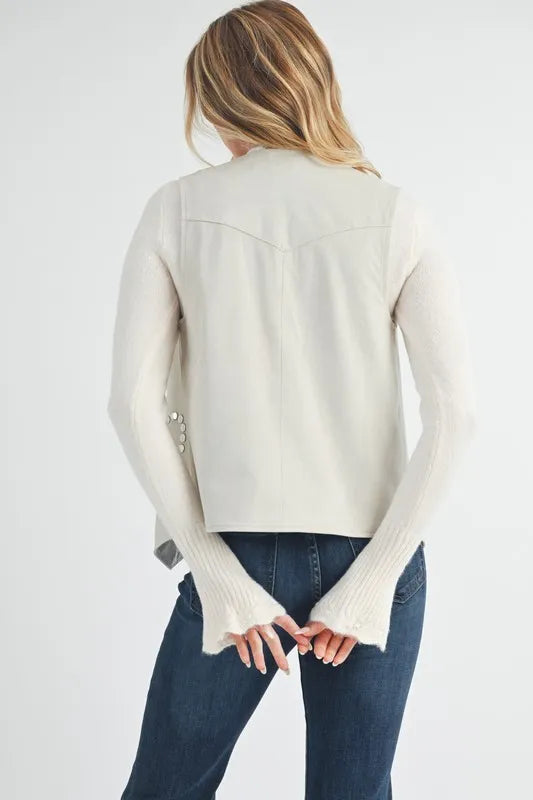 Aemi + Co Heart Rivet Detail Suede Vest Coat