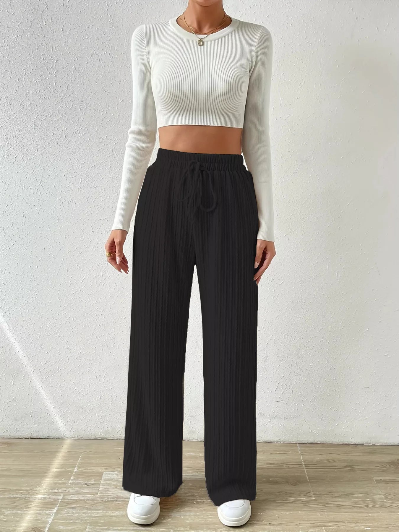 Drawstring Wide Leg Pants