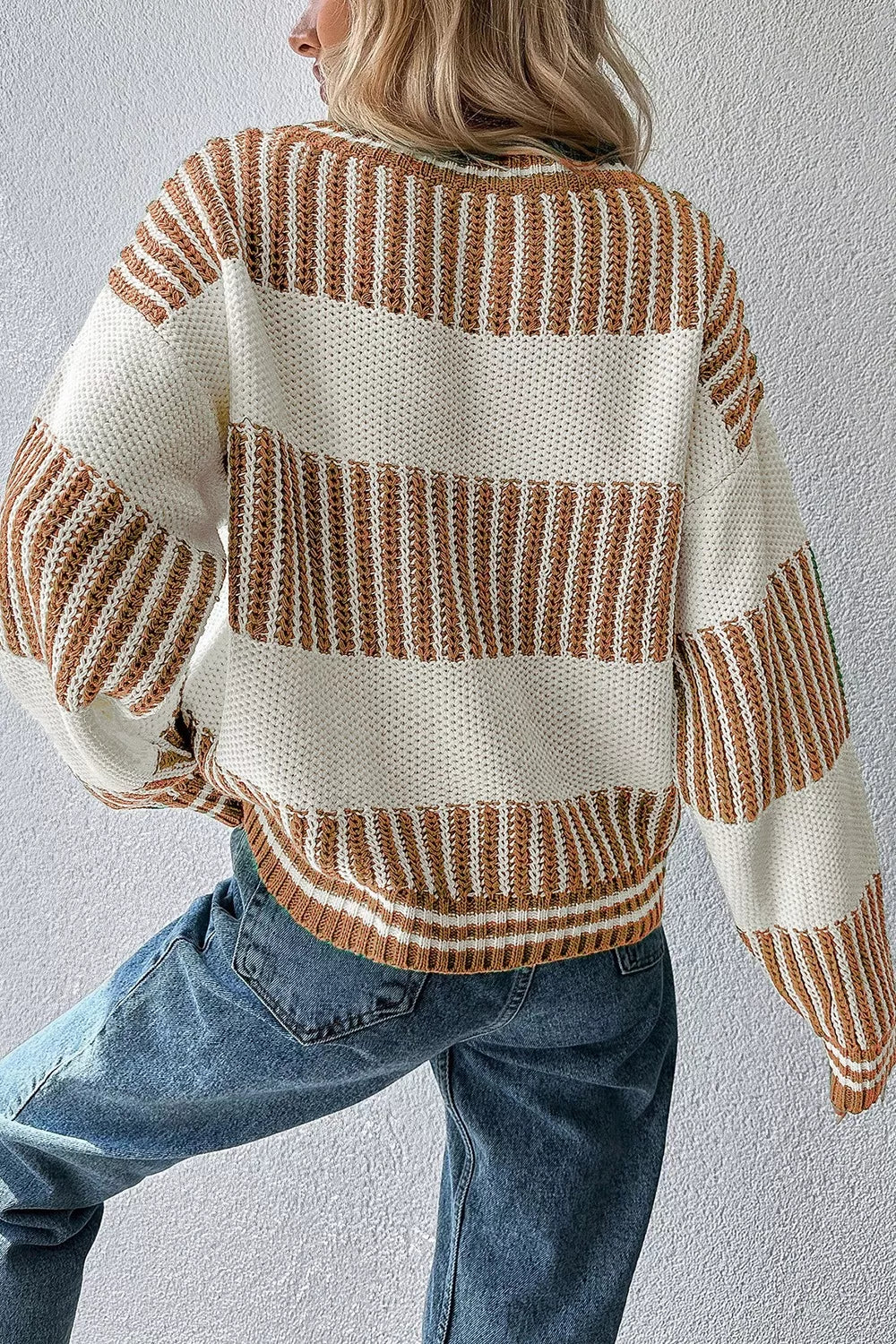 Striped Knit Long Sleeve Sweater