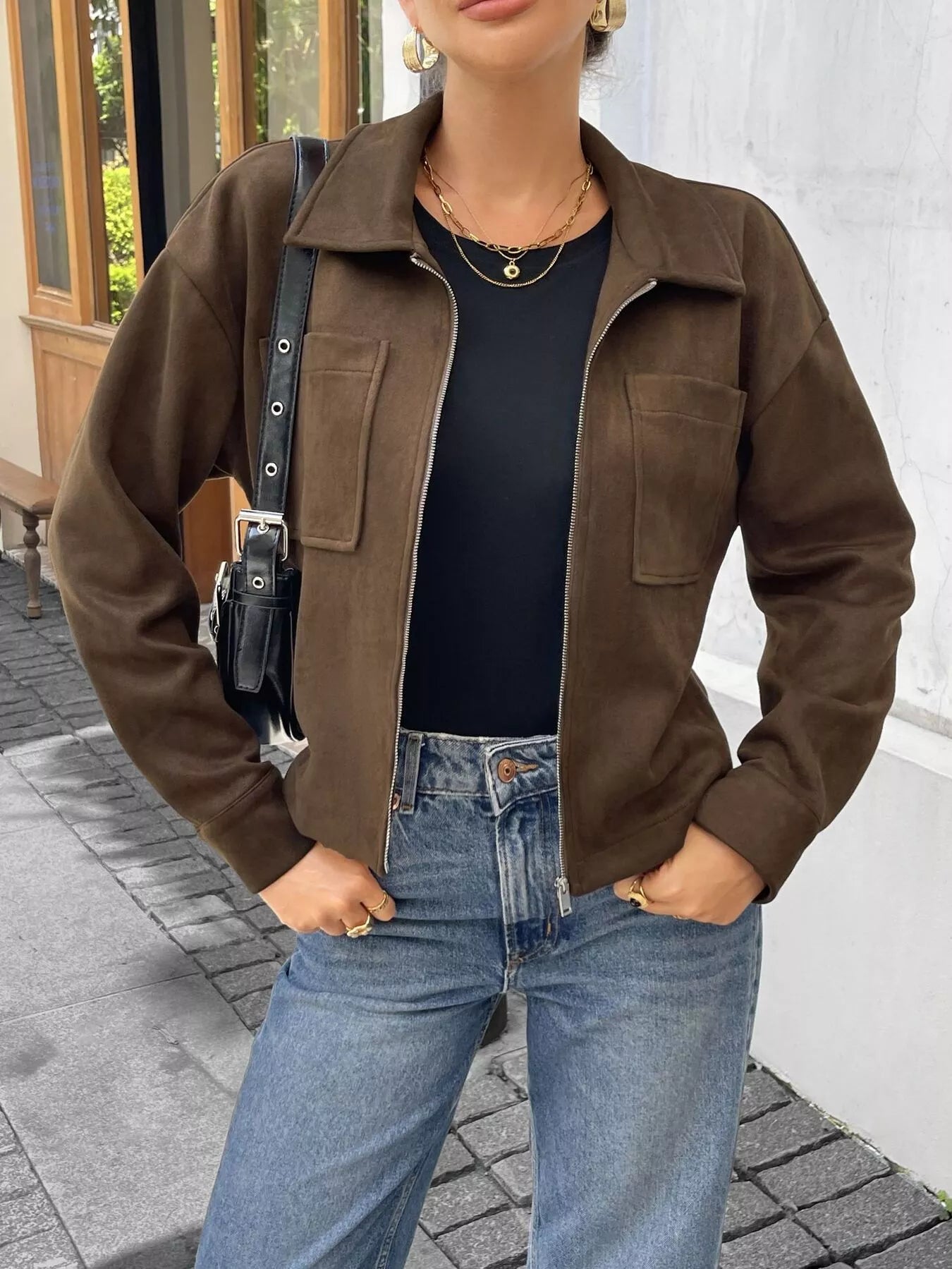 Casual Long Sleeve Zip-Up Jacket