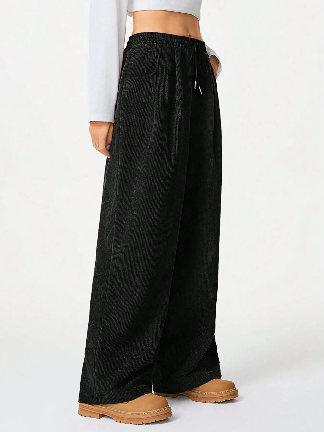 Drawstring Wide Leg Pants