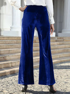 High-Waisted Wide Leg Velvet Pants