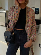 Belted Open Front Floral Winter Coat