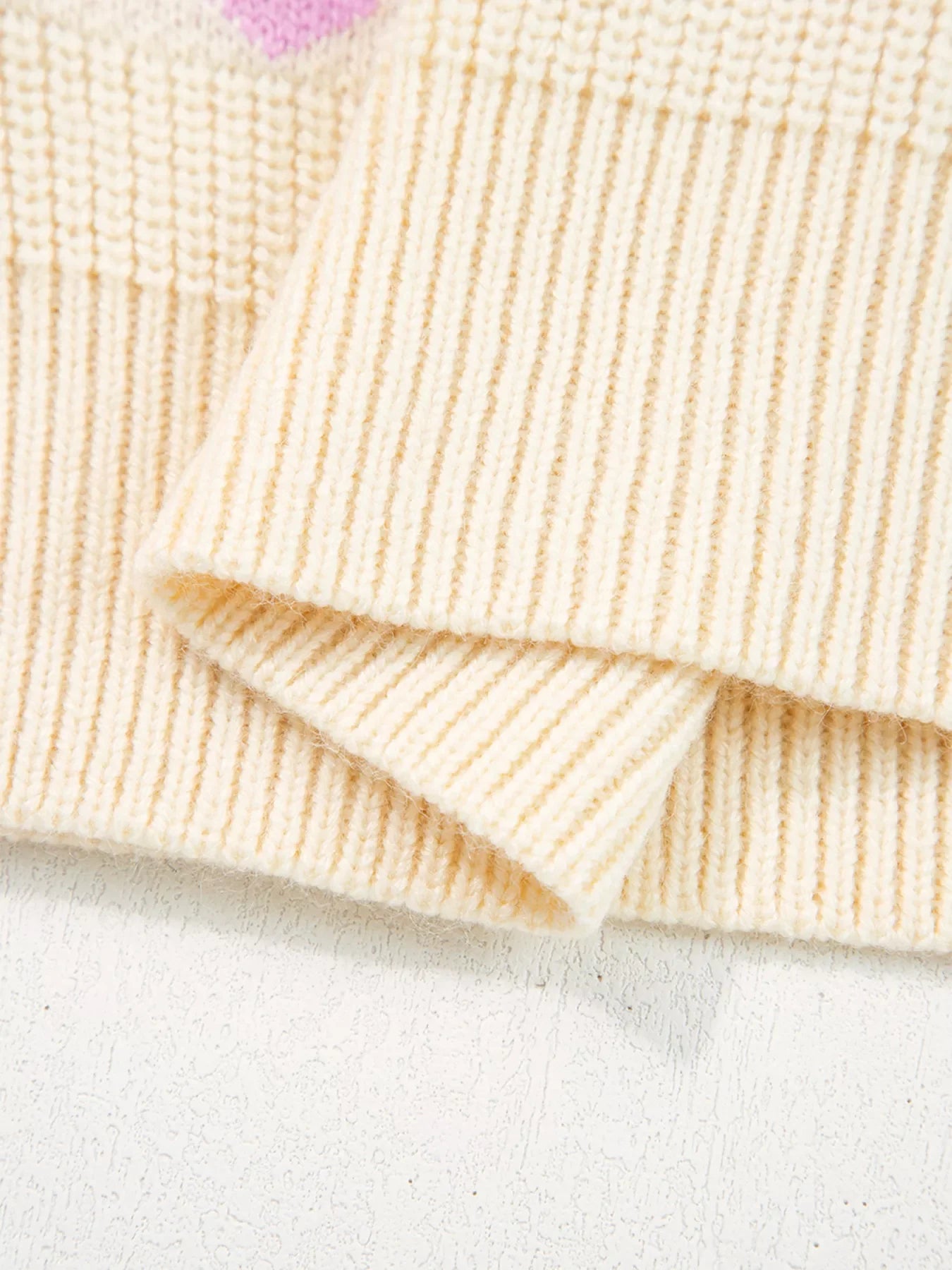 Heart Pattern Valentine Ribbed Knit Sweater