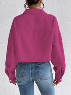 Casual Corduroy Snap Down Cropped Jacket