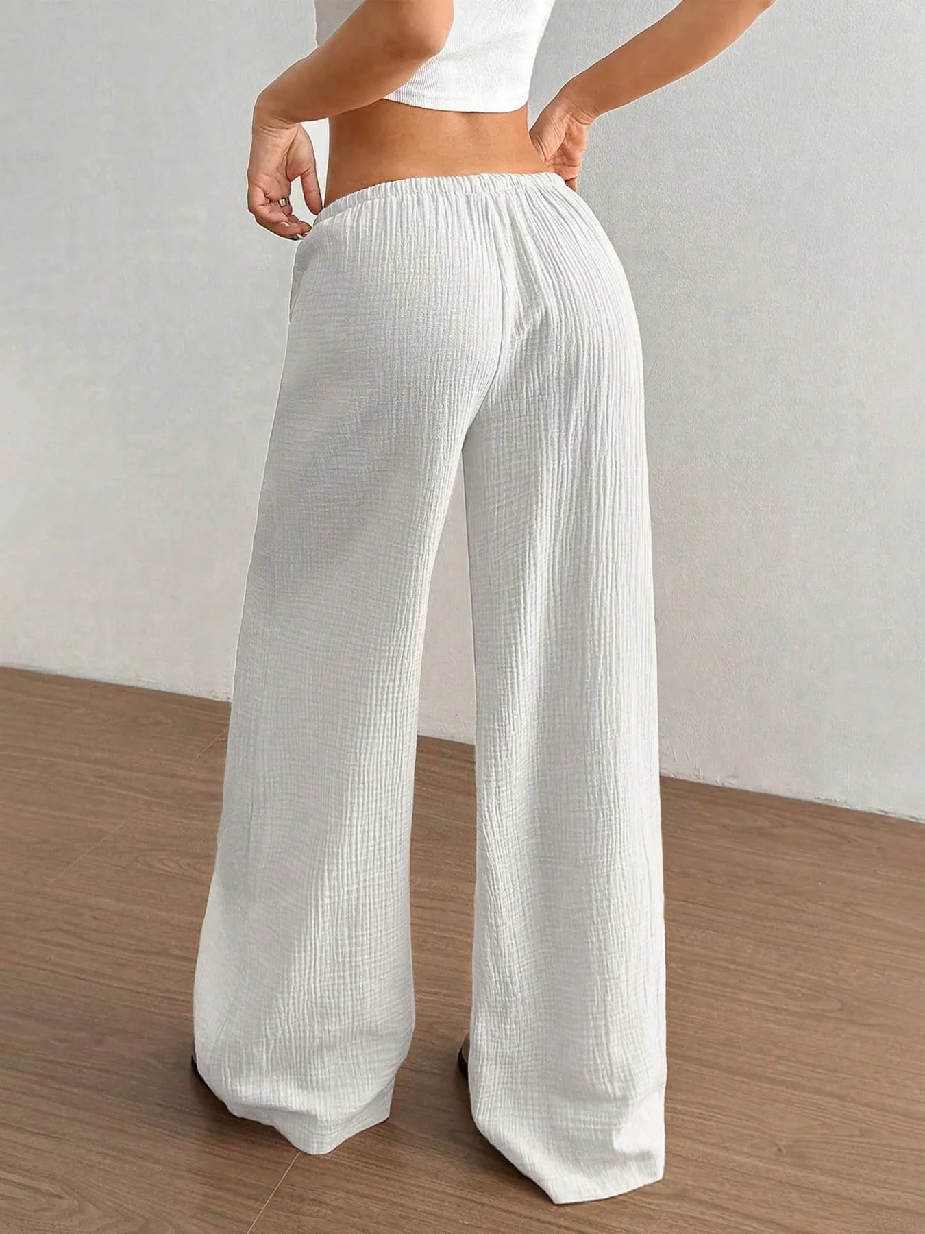 Drawstring Wide-Leg Casual Pants