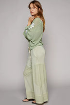 POL Elastic Waistband Wide Leg Pants with Drawstring