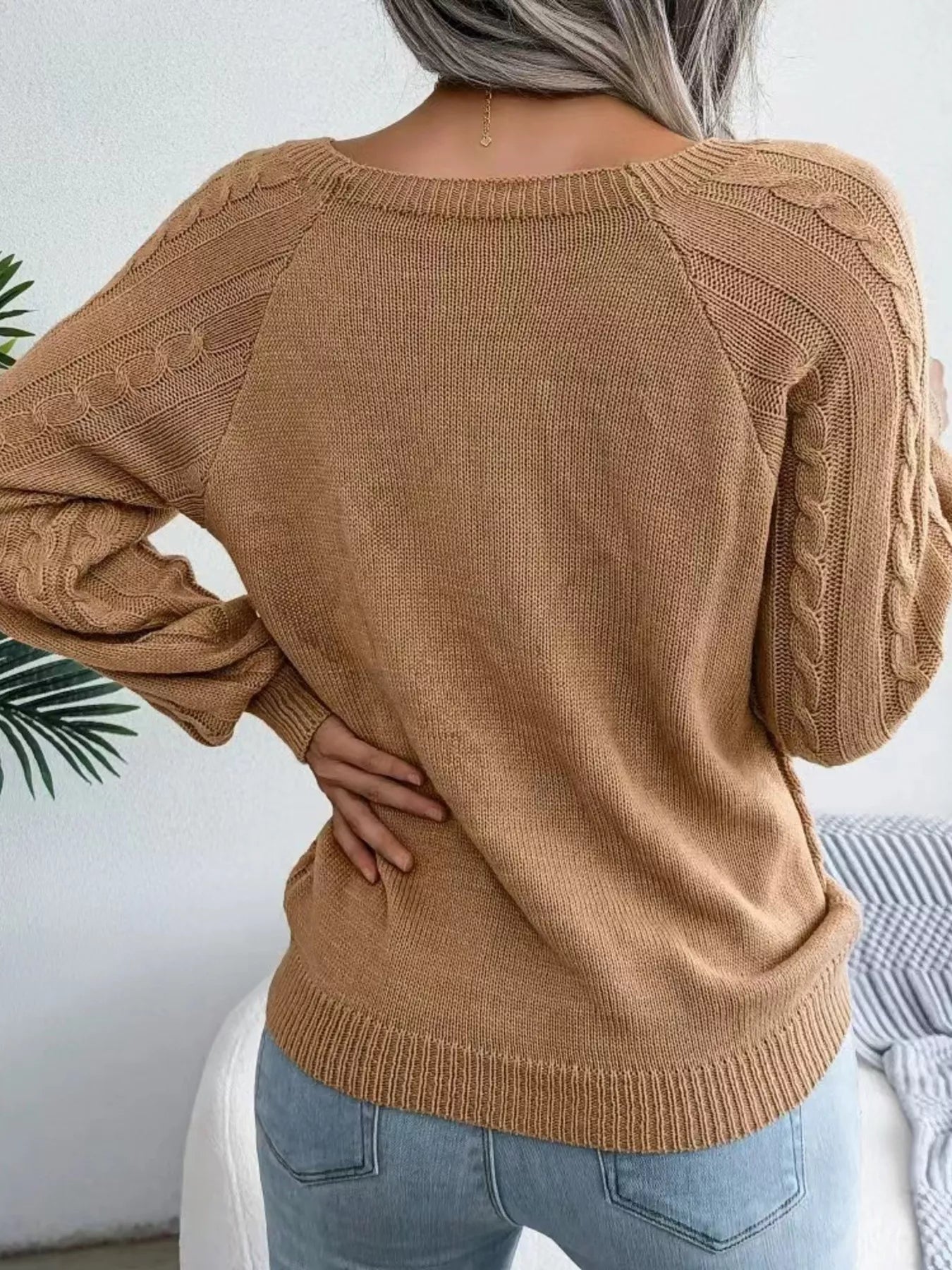 Cable Knit Round Neck Sweater