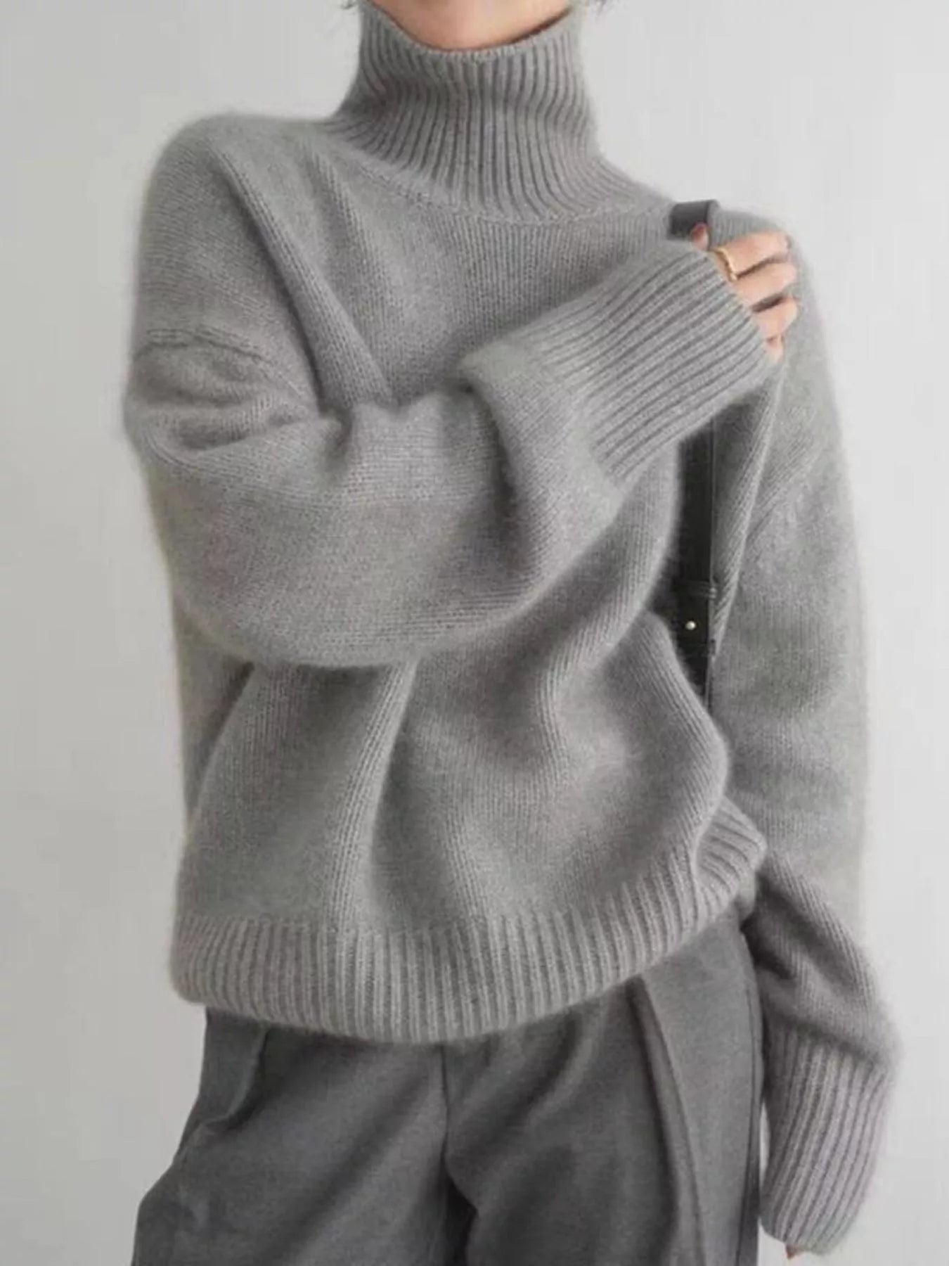 Turtleneck Dropped Shoulder Sweater