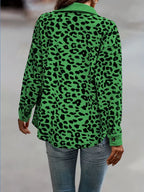 Full Size Leopard Print Button-Down Jacket Plus Size