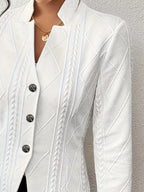 Textured Knit Button-Front Blazer